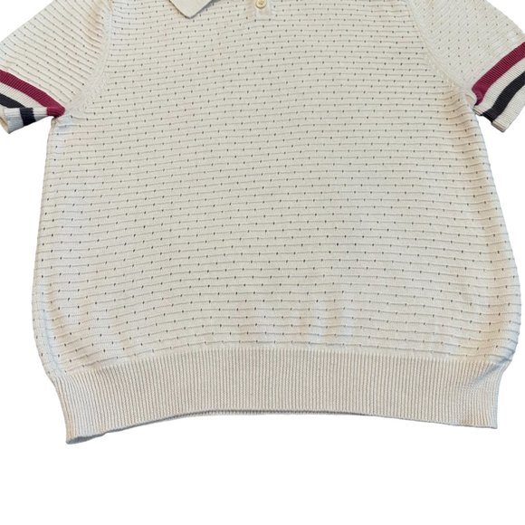 Modcloth Ivory Perforated Knit Polo Shirt Short Sleeve Size Medium Women's - Picture 4 of 10